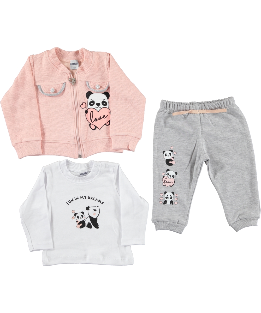 3 dalių kostiumėlis Pandos Powder Pink