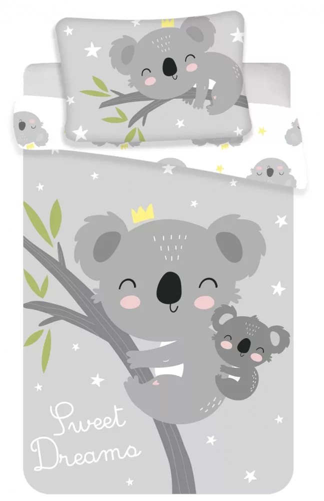 Pilkas patalynės komplektas su koala